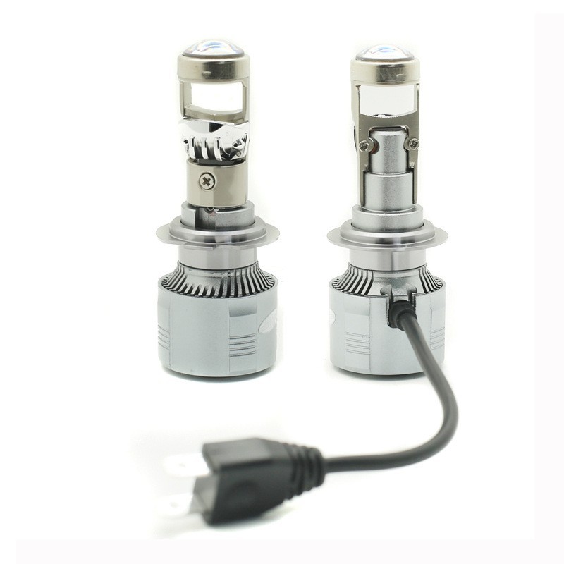 2Pcs 100W H4 Led Len Mini Headlight Bulbs Super Bright 50000Lm Bi-Led Projector Lenses H4 High Low