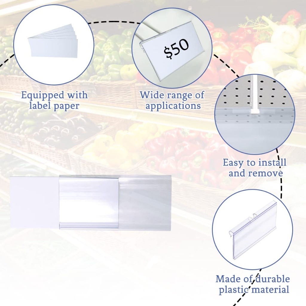 

JH8 Price Tag Label Plastik PVC Price Tag Card Name Etalase Double Hook SMALL-30pcs 4.2cm x 6cm