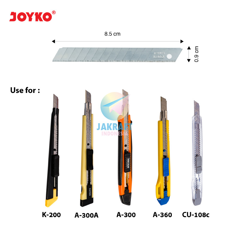 

JH8 (60 Pcs) GROSIR JOYKO Cutter Blade A-100 Pisau Refill Segala Macam Cutter Kecil Seperti JOYKO