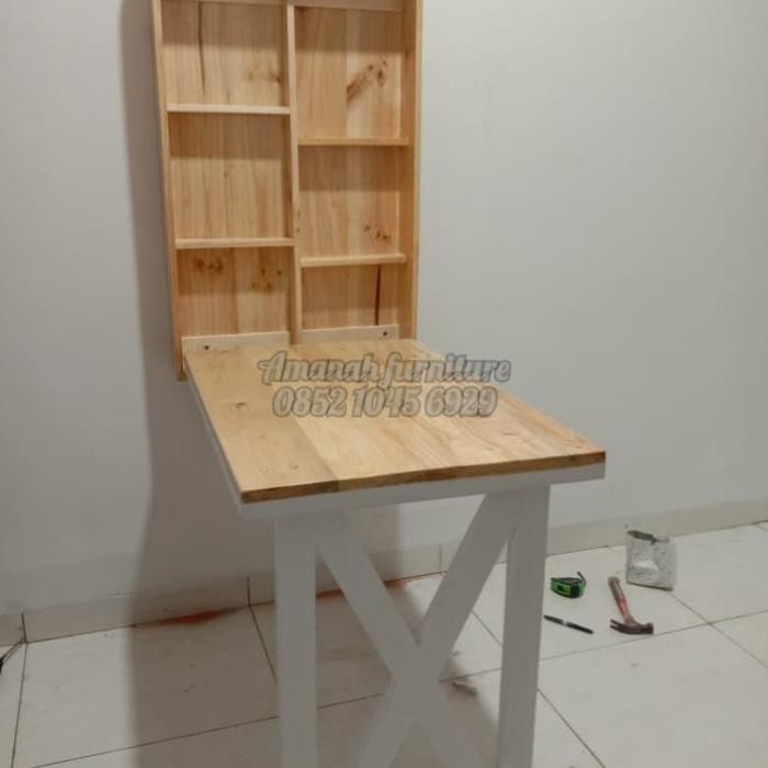 Meja lipat meja dinding kayu jati belanda