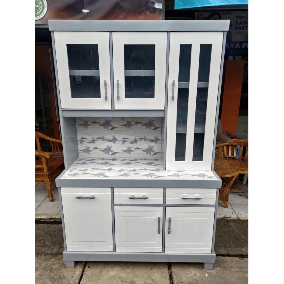 Lemari Sayur 3 Pintu / Lemari Piring / Lemari Dapur Finishing Cat Duco