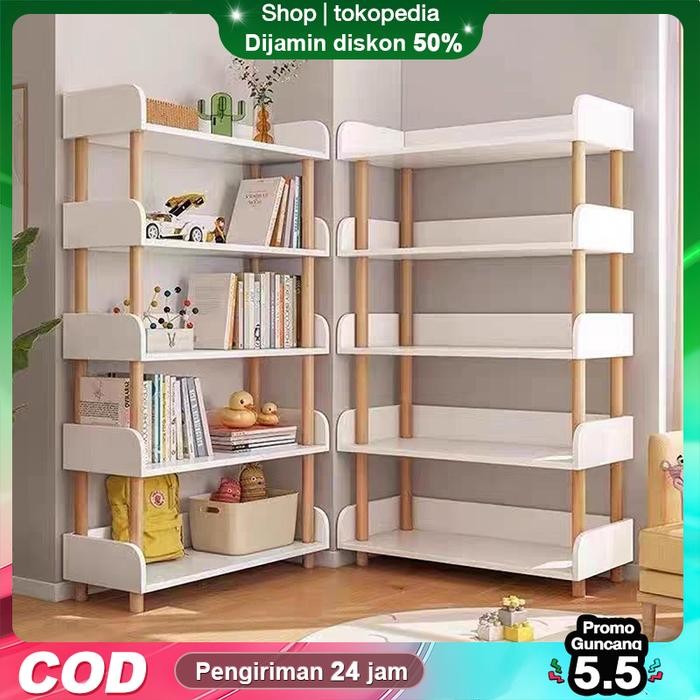 [AK]Rak Buku Minimalis kayu Ruang Belajar/Lemari Buku Minimalis/Serbaguna 5 Susun Lemari Rak Buku