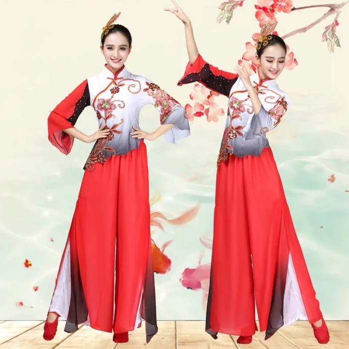 New Fan Dance Dress Yangko Dance Clothing National Costume Female