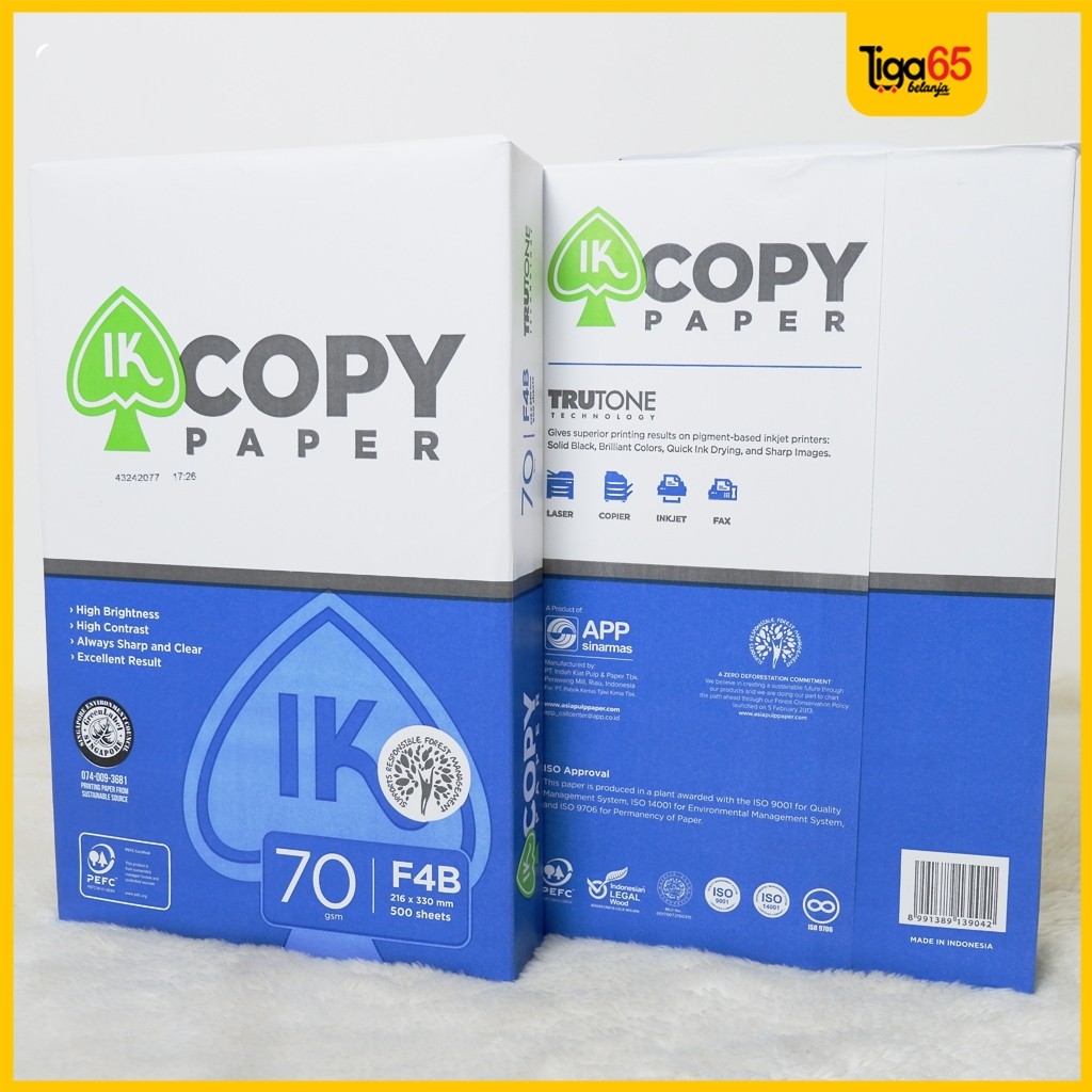 

Copy Paper Hvs F4 70Gsm / 1 Dus 5 Rim / Kertas Hvs Print Fotocopy