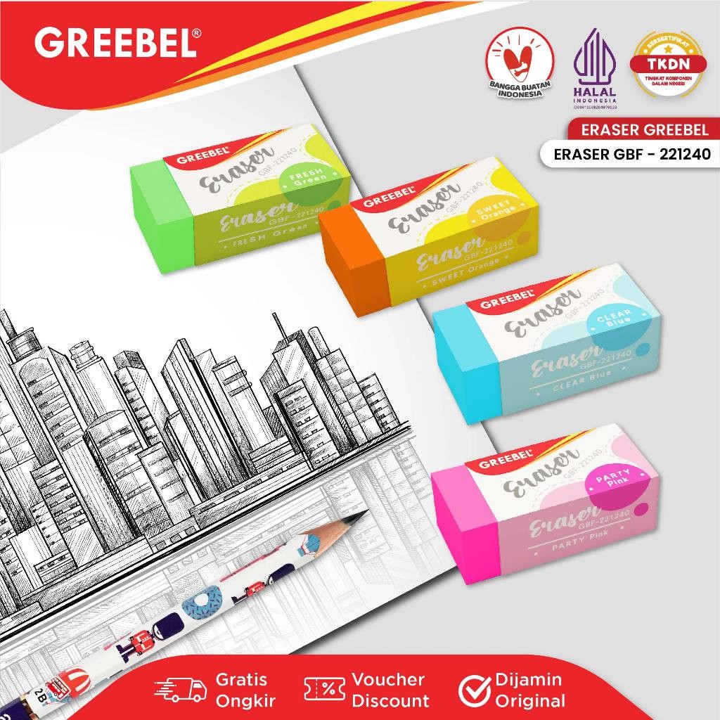 

GREEBEL Penghapus Warna Warni / Eraser Gbf 221240 (4Pcs/Set)
