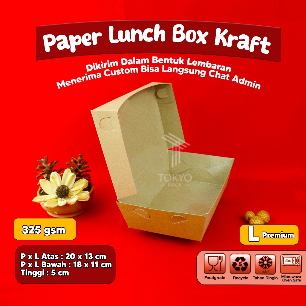 PAPER LUNCH BOX L BAHAN KRAFT/LUNCH BOX PAPER L COKLAT