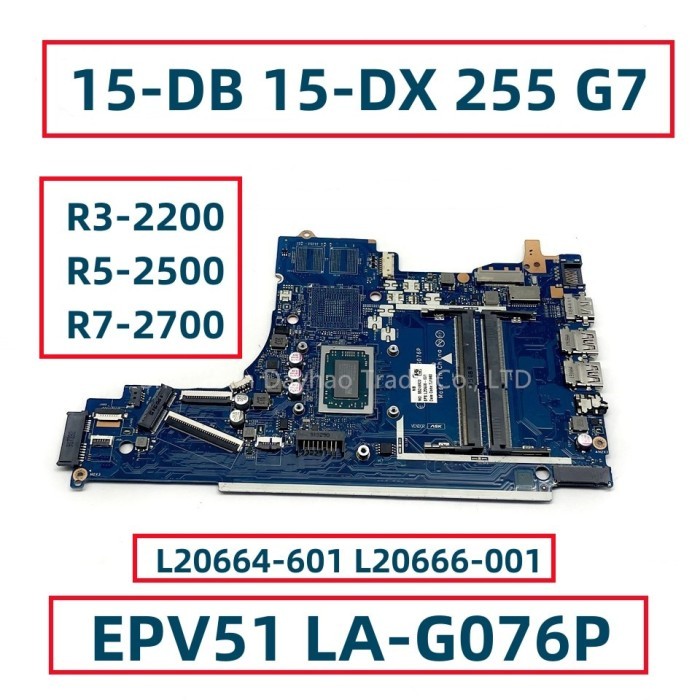 EPV51 LA-G076P For HP PAVILION 15-DB 15-DX 255 G7 Laptop Motherboard