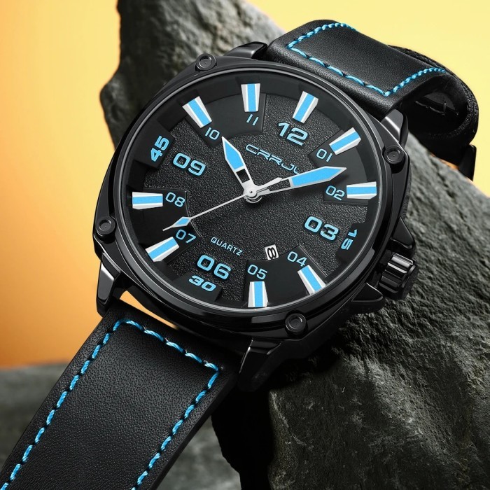 CRRJU Casual Fashion Male Watches Classic Mens Waterproof Quartz