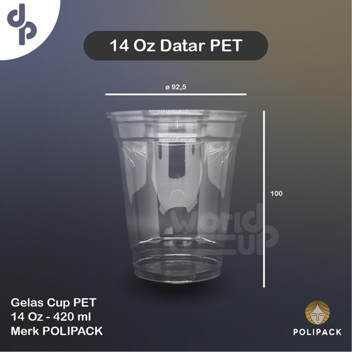 Gelas Cup 12 Oz - 14 Oz - 16 Oz - 22 Oz Pet 1 Dus Polipack