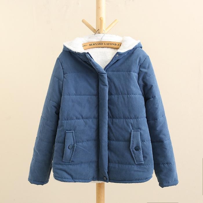 Jaket Winter Wanita Import | Mantel Cewek | Jaket Korea Terlaris - Biru, XL
