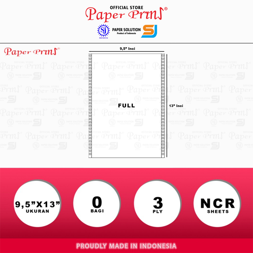

Paperyns Kertas Continuous Form 3PLY NCR FOLIO 9,5" x 13
