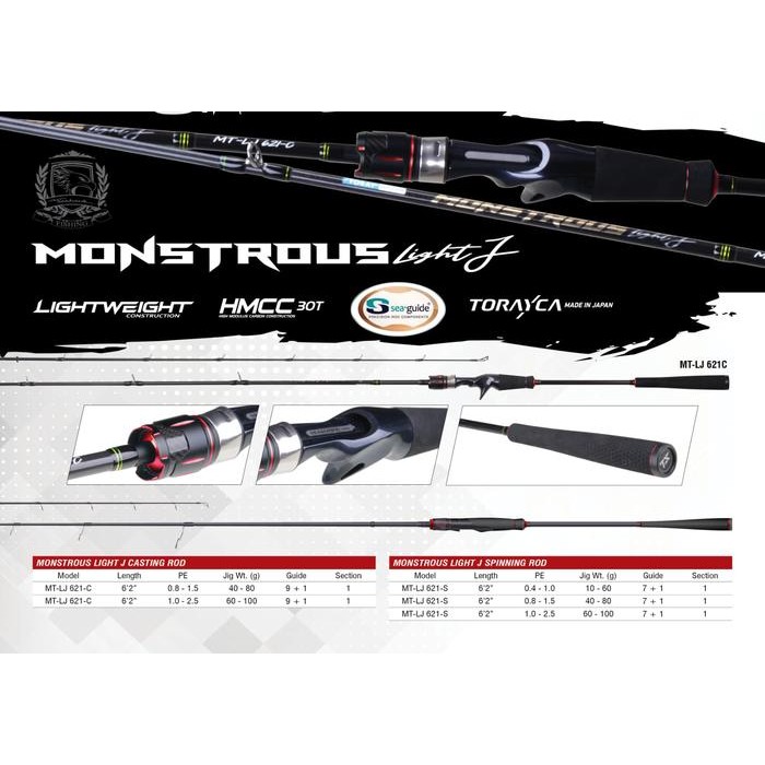 Joran Light Jig Seahawk Monstrous One Piece 621Sp 621Bc Pe0.4-1.0 Pe0.8-1.6 Pe1.0-2.5 Free Pipa Rod