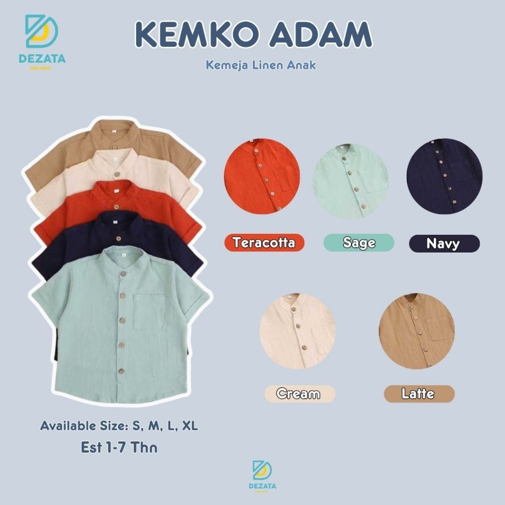 DEZATA Kemko Adam Kemeja Lengan Pendek Anak Laki-laki 1-7 Tahun Kemko Anak Laki-laki