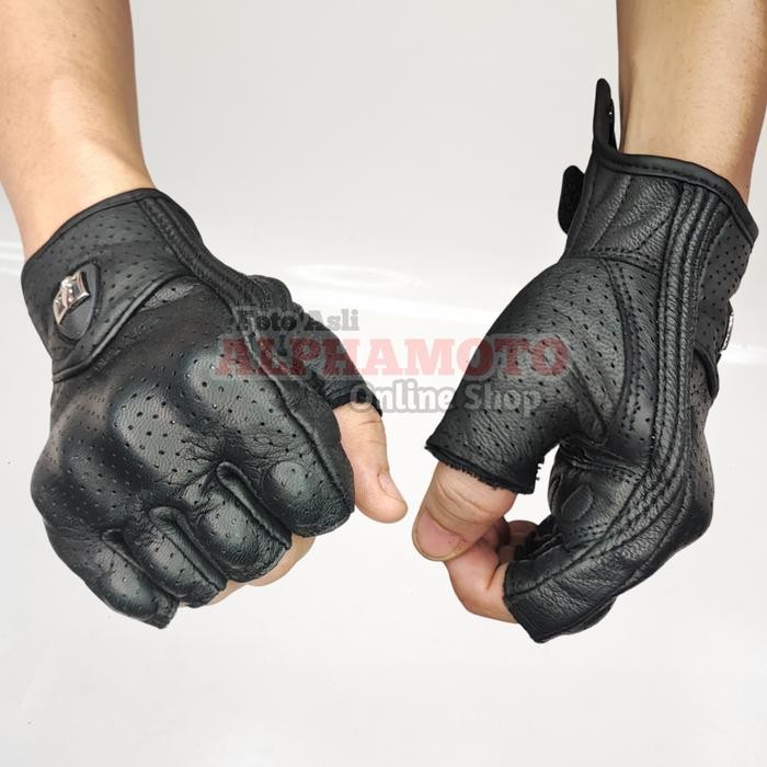 SARUNG TANGAN PRIA KULIT HALF SETENGAH SEPEDA MOTOR TEBAL COWOK GLOVES TERLARIS