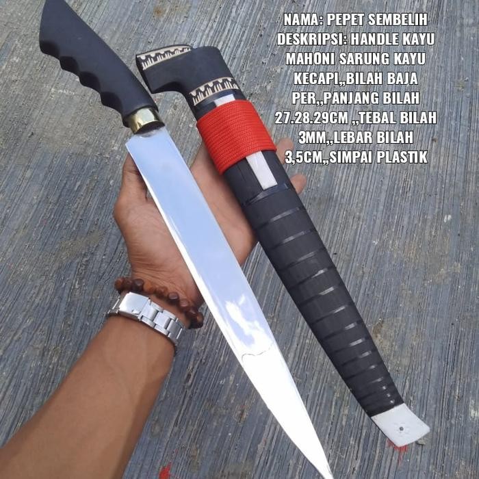 PREMIUM Golok Sembelih Banten/Golsem Baja Per Glossy 30cm/Pisau Sisit Daging