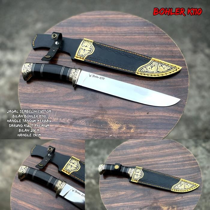 PREMIUM GOLOK SEMBELIH BOHLER K110 TANDUK KERBAU 20CM COSTUM
