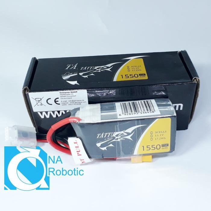 Baterai Lipo Tattu 1550mah 3S 75C XT60 11.1V