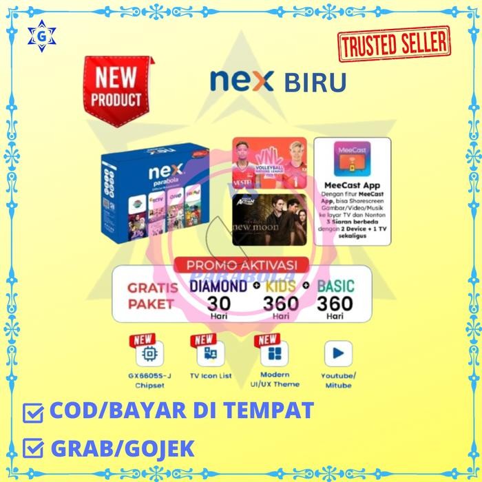 RECEIVER NEX PARABOLA BIRU CHIPSET GX 6605S-J TERBARU DAN TERLARIS