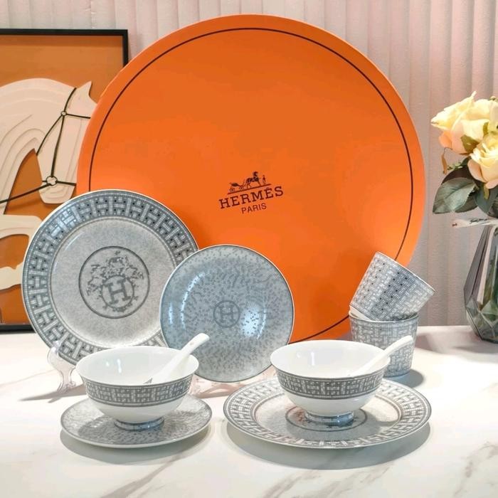Luxury Hermes Dinnerware Bone / Hampers Piring Mewah