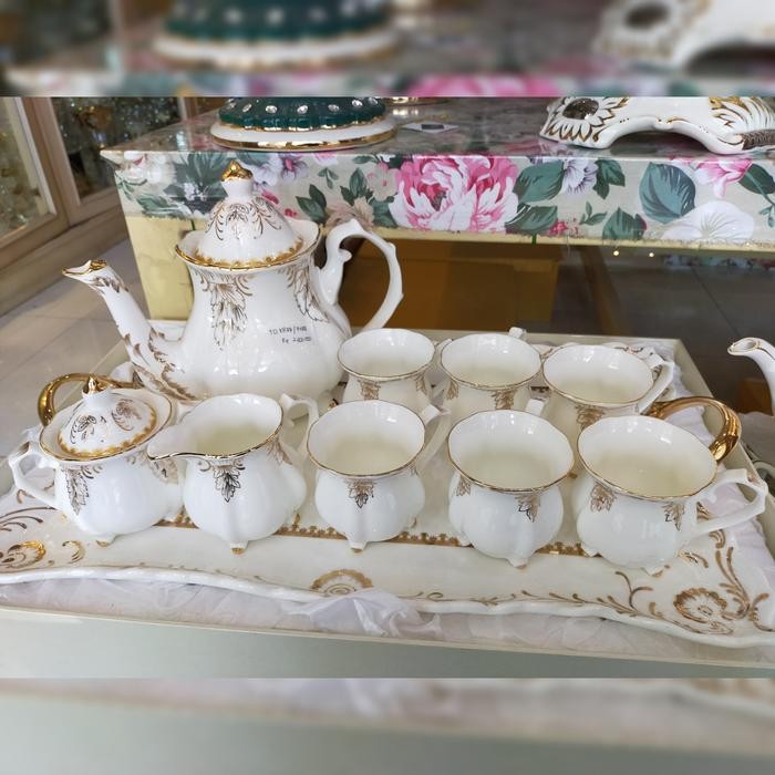 Tea Set Kerak + Nampan / Tea Set Antik / Tea Set Mewah