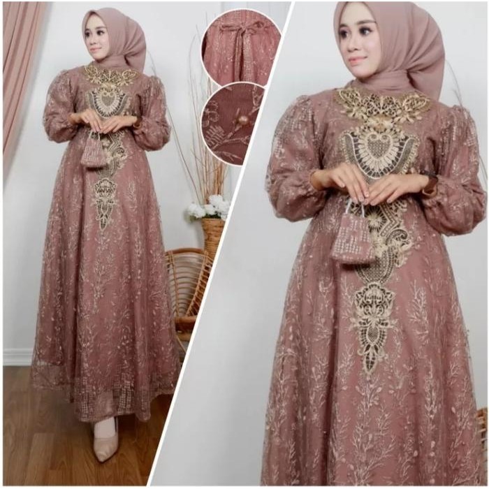 COD GAMIS TULLE PESTA NAJWA / GAMIS TULLE BRUKAT KONDANGAN / GAMIS PESTA NAJWA PREMIUM/ Gamis najwa
