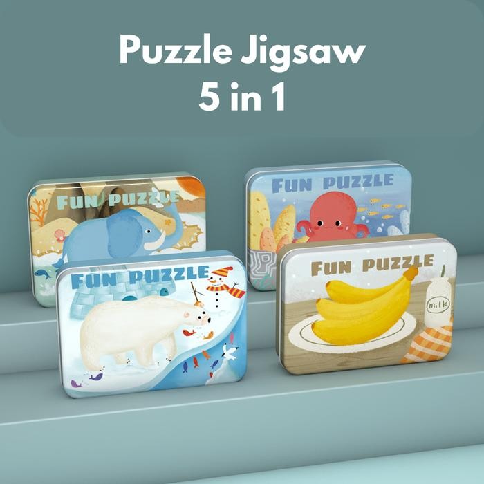 HariProm0,, Jigsaw Puzzle Mainan Edukasi Anak Perempuan Laki Laki 2 3 4 Tahun 5in1