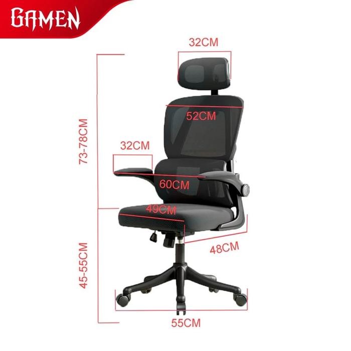 Gamen Kursi Kantor Ergonomis Sandaran 3D / Premium Office Chair GC200 Original - Garansi 1 Tahun