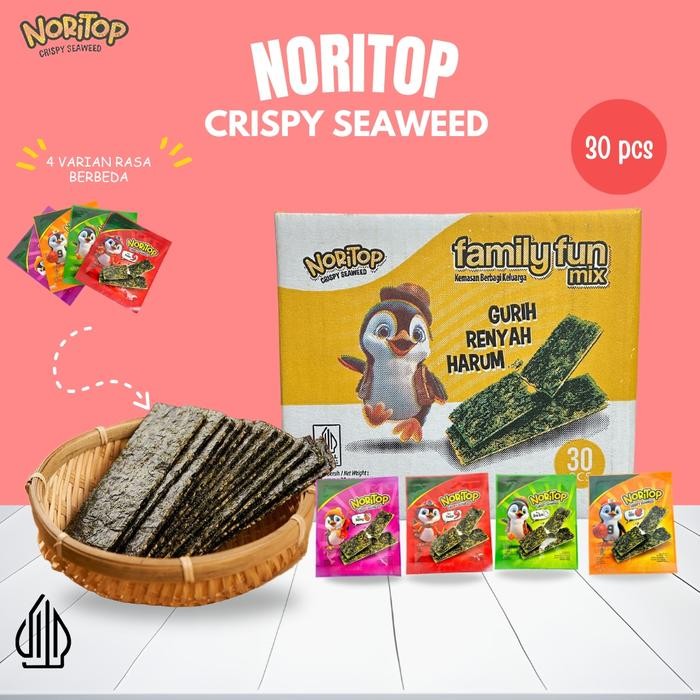 

Noritop Crispy Seaweed Rumput Laut Halal Nori Crispy Ada 4 Varian Rasa Mix Isi 30 Pcs Kemasan