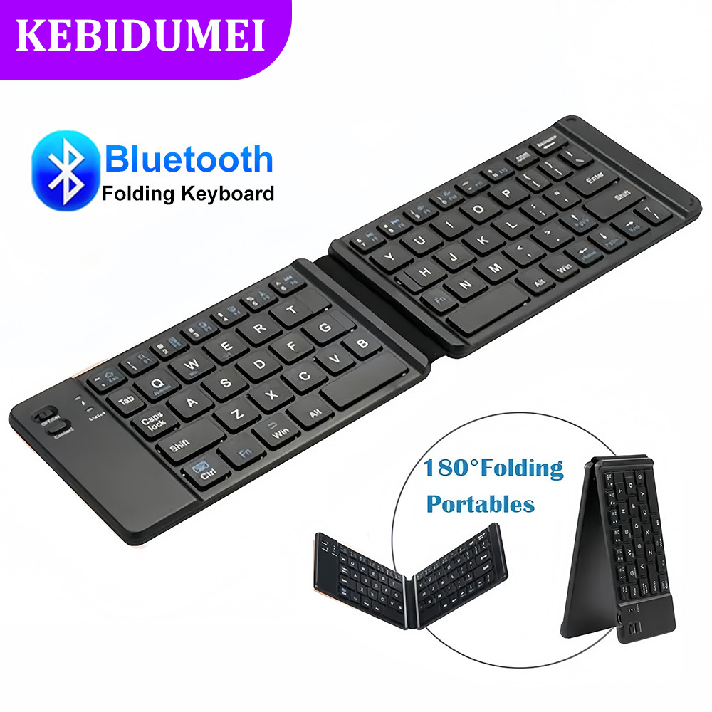 Bluetooth Keyboard Dual Folding Keyboard Foldable Mini Keyboard Rechargeable Keyboard For Laptop