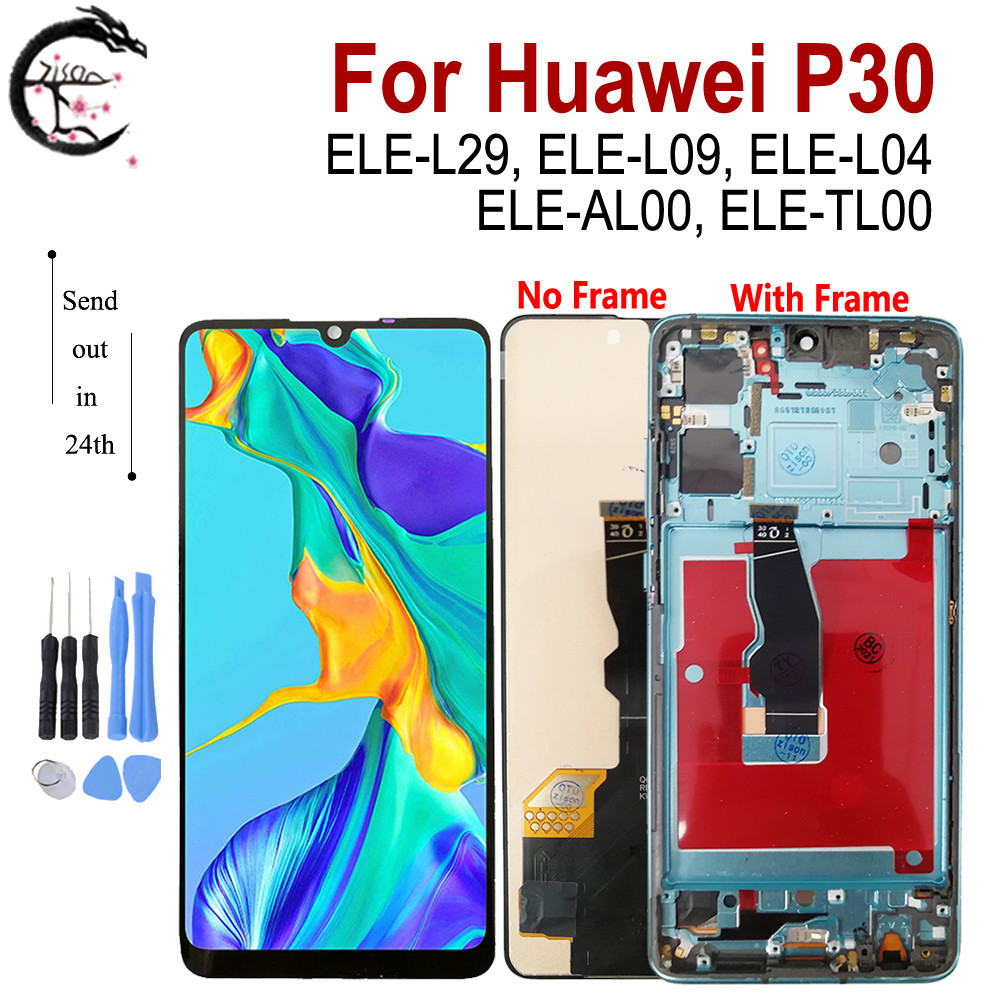 AMOLED ELE-L29 LCD With Frame For Huawei P30 Display ELE-L09 ELE-L04 Screen Touch Digitizer Assembly