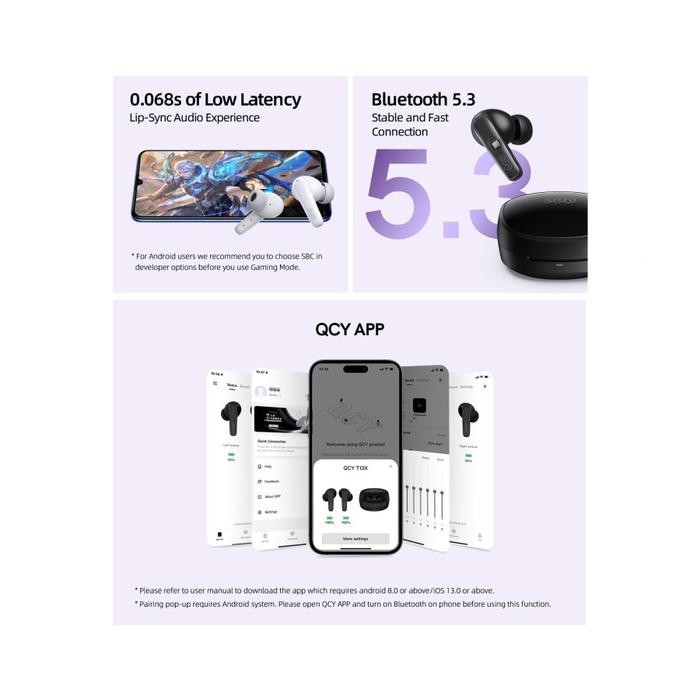 QCY T13 TWS True Wireless Earbuds / Earphone 4 Mic ENC Noise Reduction