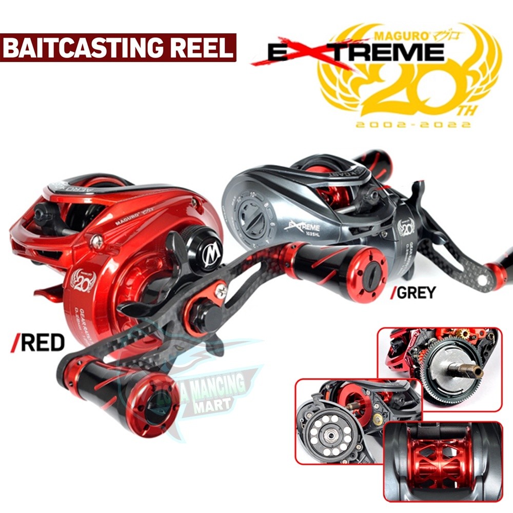 Reel MAGURO EXTREME 20YEARS 103SHL DRAG CLICKER Handle Kiri BC Alat Pancing Reel Baitcasing Maguro