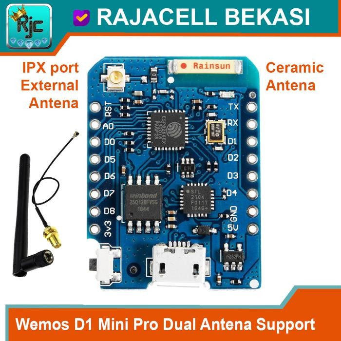 Wemos D1 Mini PRO-16 + Dual Antena Upgrade Version ESP8266