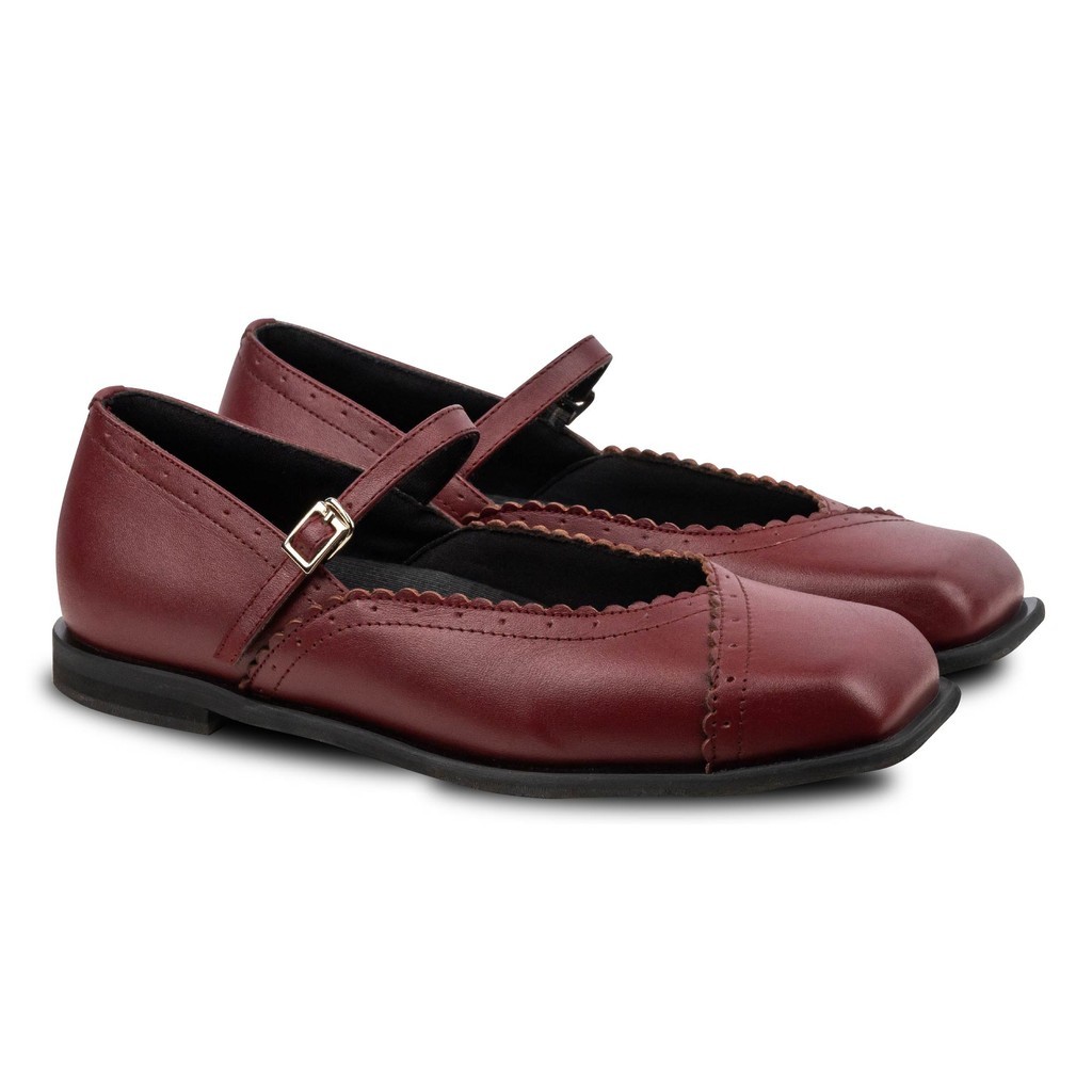 Madame Flats Maroon - Nappa Milano x Nadin Amizah - Sepatu Flat Wanita
