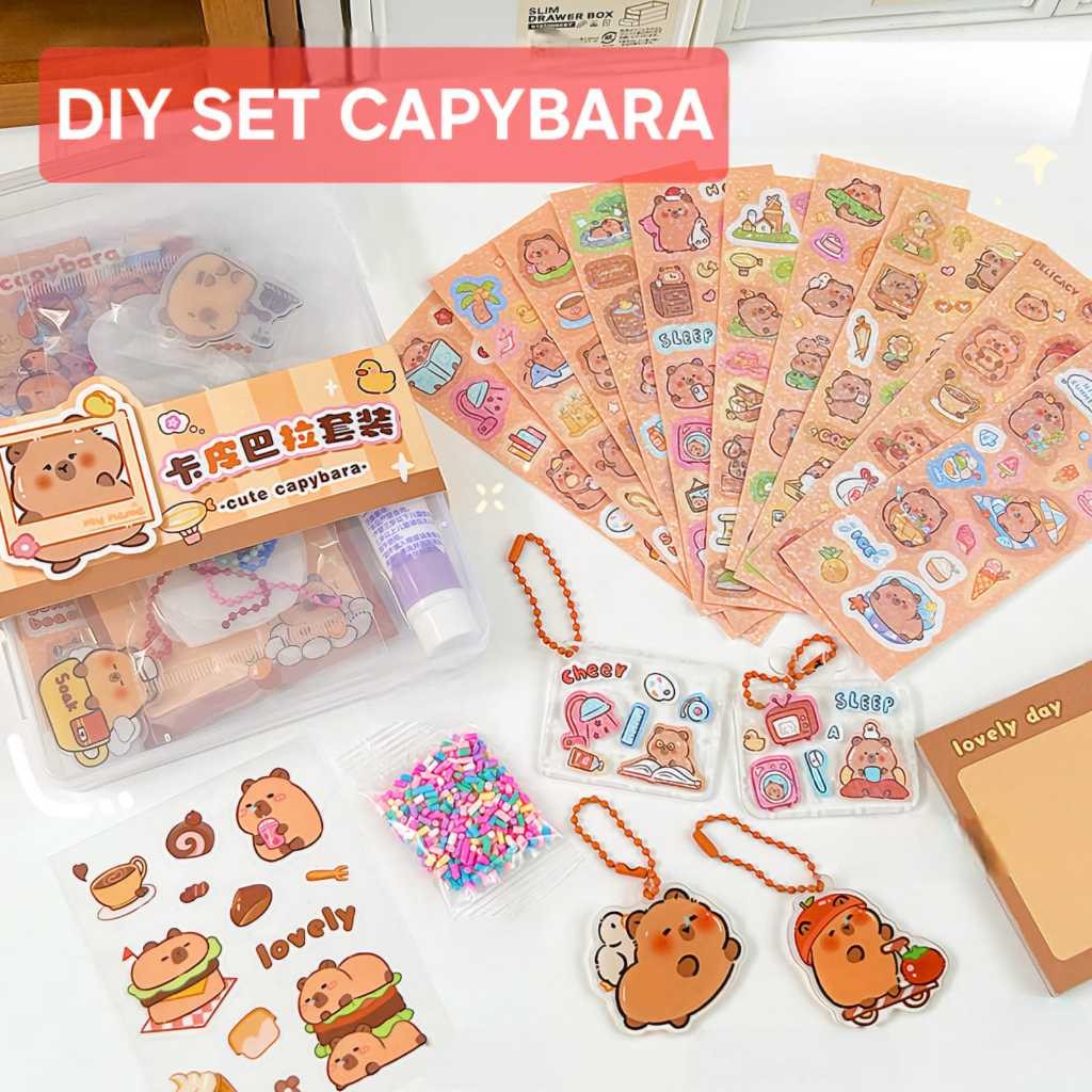 

BAJUKIDDIE DIY CAPYBARA SET GANTUNGAN KUNCI PIN STICKY NOTE MEMO HADIH ULANG TAHUN ANAK PRAKARYA