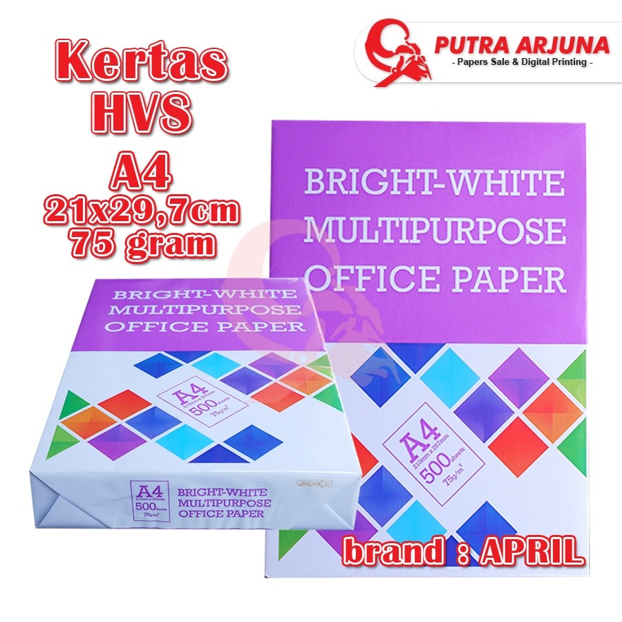 

KERTAS HVS APRIL 75 gsm - A4, 21x29,7 cm - 500 LEMBAR