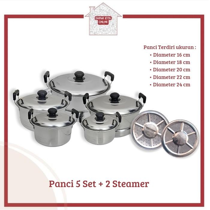PANCI SET 5 SUSUN + STEAMER TD / PANCI SUSUN 5 + STEAMER STAINLESS STEEL