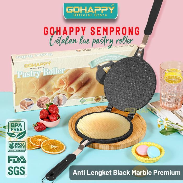 Product Laris (Trendnow) Cetakan Kue Semprong Original Gohappy Marble Anti Lengket Pastry Roller