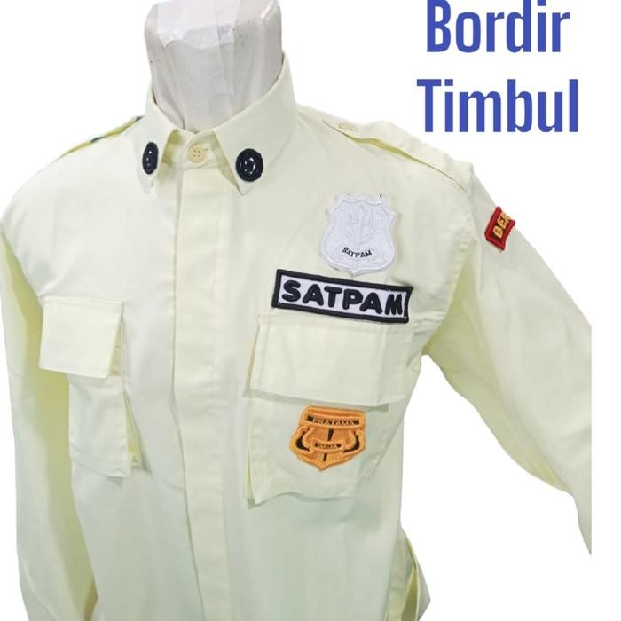 Baju Satpam Warna Cream PDL + Bordir Timbul
