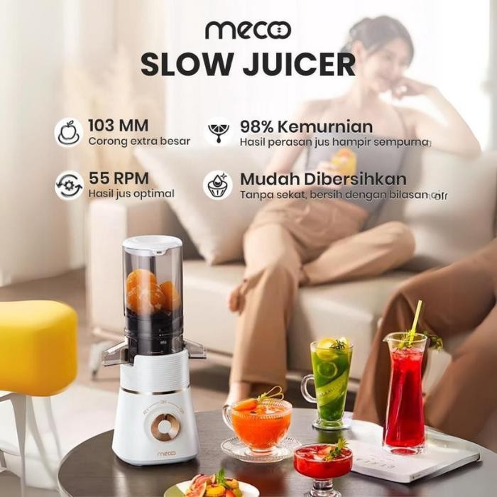 MECOO SLOW JUICER BLENDER BUAH MECCO TANPA AMPAS LOW WATT MESIN JUSER MECO