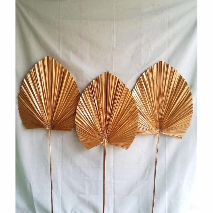 Happy- daun palem kering emas gold coklat dekorasi
