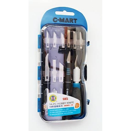 

Hobby Knife Set Cmart Pisau Ukir Pahat Cutter Set 14 pcs TAIWAN
