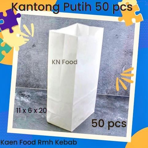 

Happy- Kantong Kertas Paper Bag Putih Kantong Kertas Putih unt Burger 50 Pcs