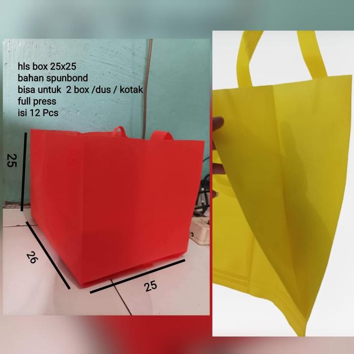 

Pesta- tas hls press box 25x25 isi 12pcs,tas spunbond tas box nasi besek