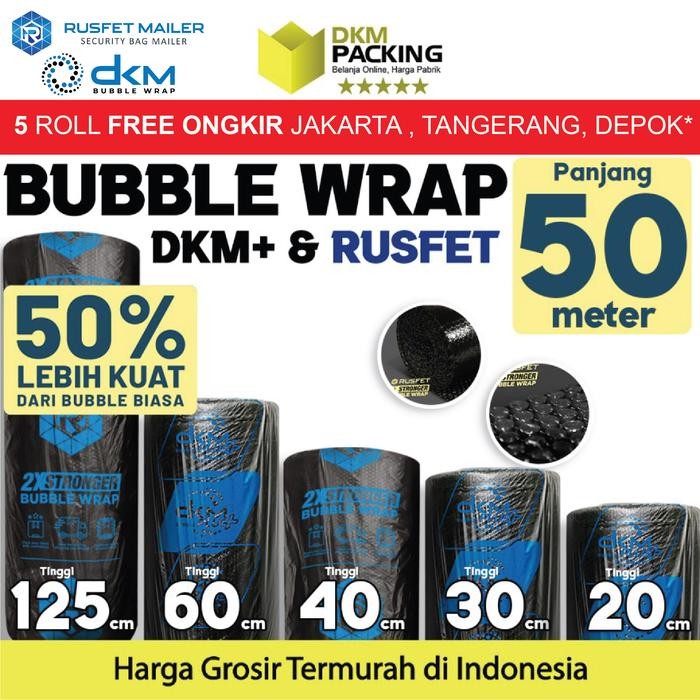 

Pesta- Plastik Bubble Wrap Hitam 50 Meter Bubblewrap DKM PLUS TERMURAH / ROLL