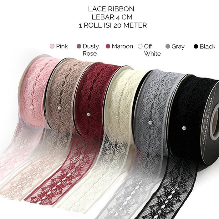 

Pesta- Pita Renda Souvenir Kado Buket Bunga Merah Hitam Putih Ribbon Lace