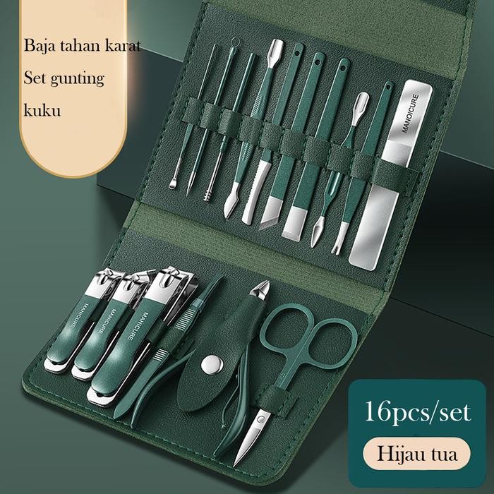 ORIGINAL Gunting kuku, 16pcsSet gunting kuku, gunting kuku, sendok telinga, perlengkapan rumah