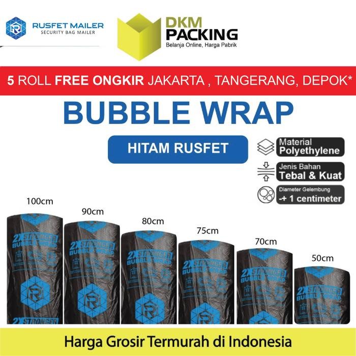 

Pesta- Plastik Bubble Wrap Packing RUSFET HITAM 50M TEBAL Bubblewrap ROLL
