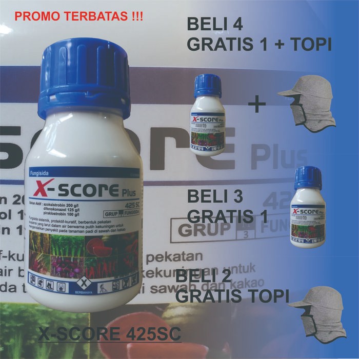 Fungisida X-Score Plus 425SC 250ml - Difenokonazol, piraklostrobin, dan Azoksistrobin - Cairan