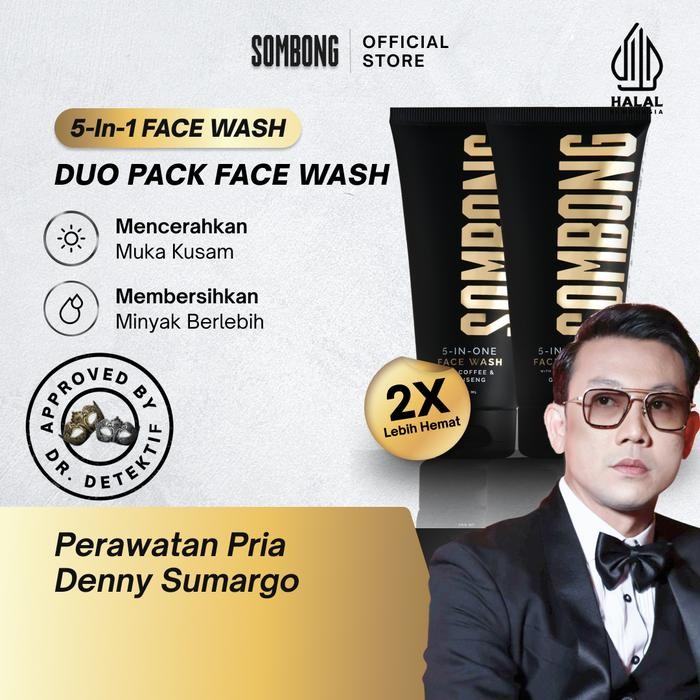 

[DUOPACK] SOMBONG 5-in-1 Face Wash With Coffee & Ginseng 100ml (Cooling)